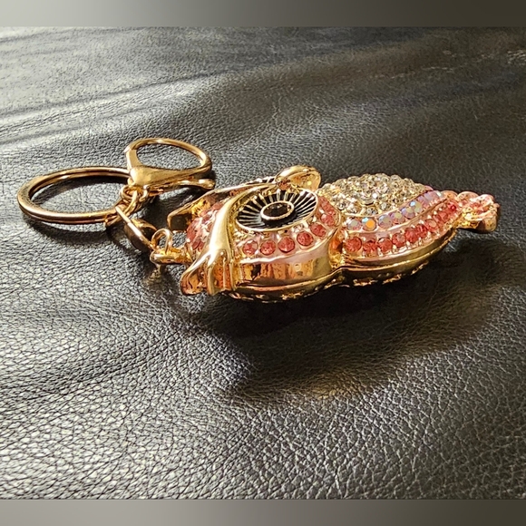 Pink and Gold Rhinestone Owl Keychain Purse Charm NWOT - Picture 4 of 9